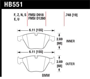 BMW M3 Brake Pads - Front - Hawk Performance - Blue 9012 Race - Blue - `08-`09